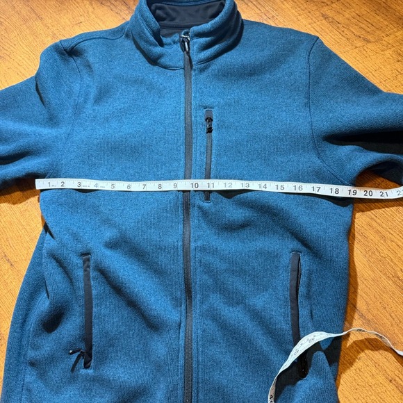 Filson Mens Full Zip Fleece Jacket Medium Blue Teal Sweater Knit Mid Layer - Picture 4 of 6
